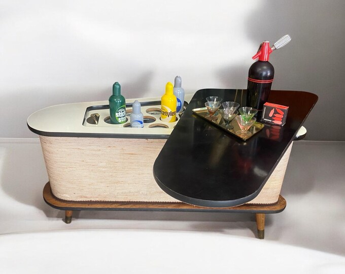 Außergewöhnliche Hausbar, Tisch Bar aus den 50er Jahren in Nierentisch Form von Rohde, MidCentury, 1950er