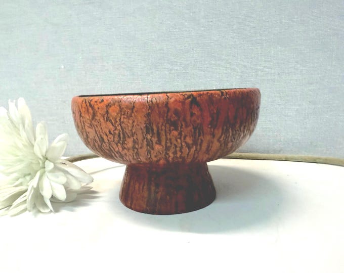 WGP Westdeutsche Keramik, Ruscha candle holder, candlestick/dish, Vulkano decor, Mid-Century, classic by Kurt Tschörner in red/black