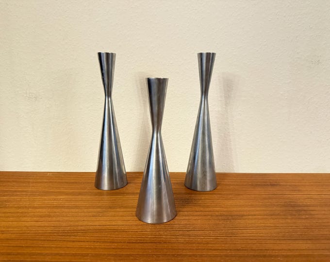Beautiful vintage IKEA Gota candle holder set | Erika Pekkari 1990s | Scandinavian modernist aluminum, 3 pieces