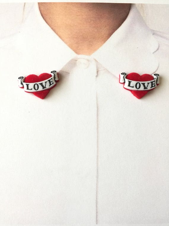 Cross My Heart Collar Chain Sweater Clip Brooches