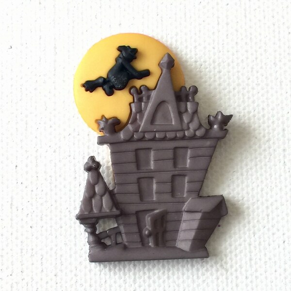 Haunted House Pin, Dilapidated House, Halloween, Pinback Button, Spooky, Eerie, Lapel Pin, Hat Pin, Purse Accessory, Men's Tie Tack