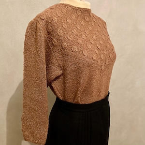 Suéter de punto color canela con mangas dolman auténtico de los años 40 / Tejido de lana vintage / Tallas XS - S
