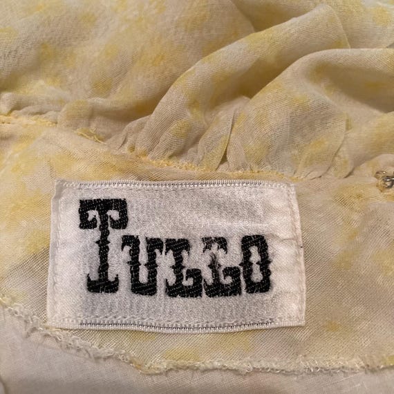 Tullo 1960’s V Neck Ruffled Yellow and White Cott… - image 11