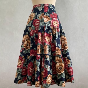 1970’s Floral Tiered Midi Skirt | Australian Vintage | Cotton |Size: Au 8 UK 8 US 4