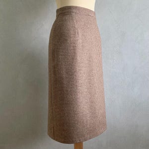 Vintage Light Brown Houndstooth Midi Skirt