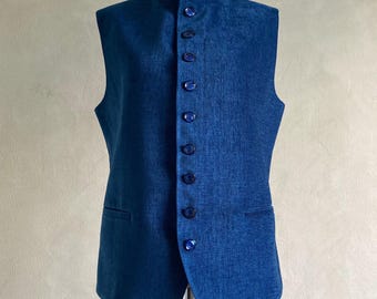 Nehru Collared Cobalt Blue Indian Waistcoat