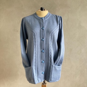 Vintage Pastel Blue Cardigan by ‘The Knitwear Gallery’ | Wool Blend | Made in Australia | Size: XS - M