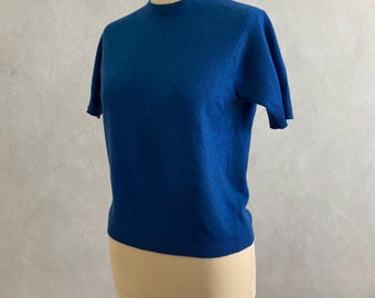 Vintage ‘Ballantyne of Peebles’ Blue Cashmere Short Sleeve Sweater
