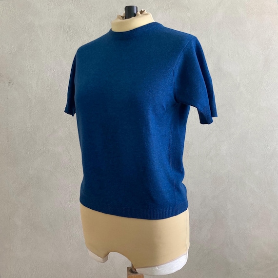 Ballantyne, Vintage ‘Ballantyne of Peebles’ Blue Cashmere Short Sleeve Sweater