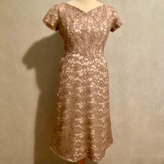Glam 1950s Chapell's Syracuse of New York Taupe Lace Cocktail Frock - Etsy  Israel