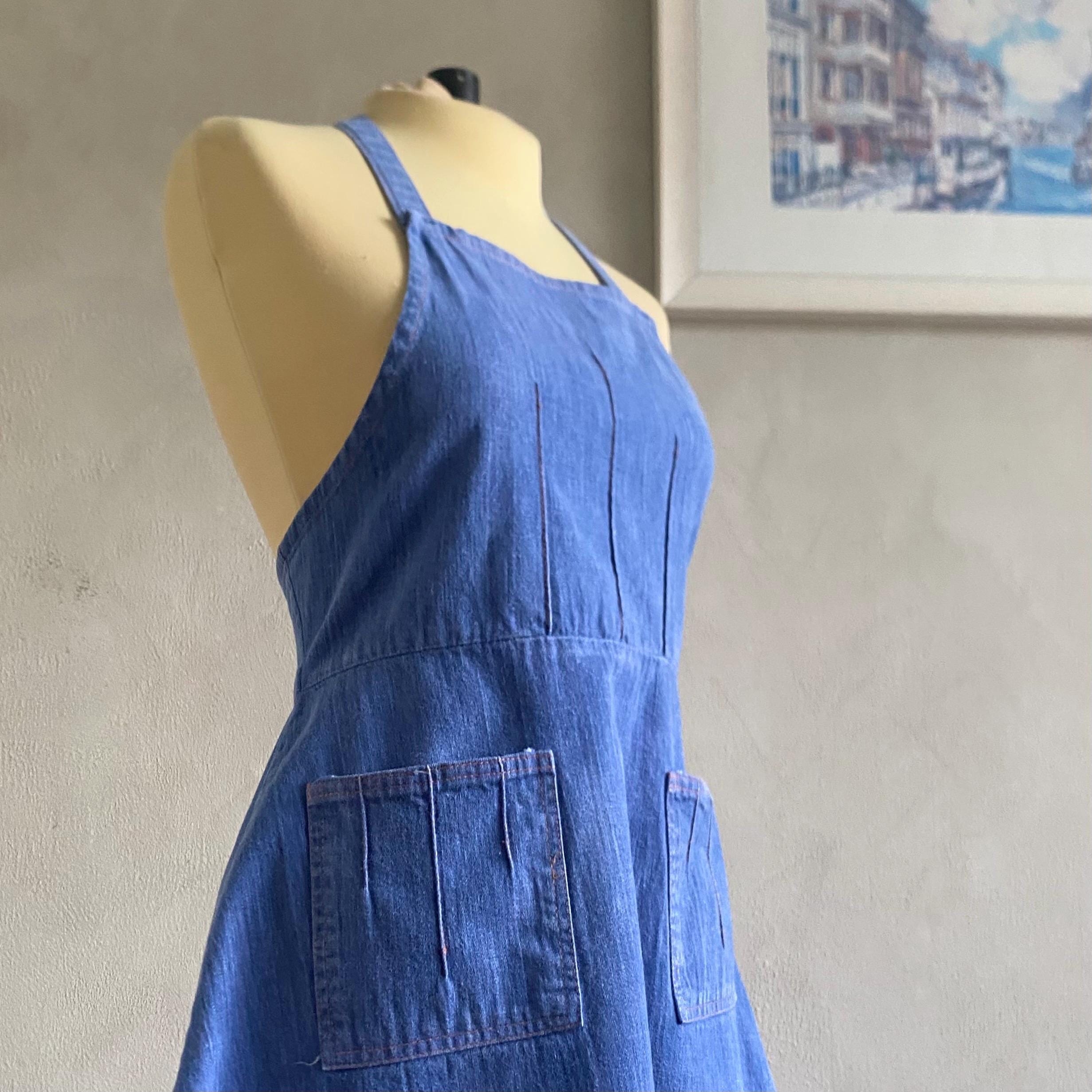 sears denim dresses Cute 1960s Denim Dress by Sears Fashion - Large