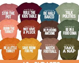 May include: A collection of colorful t-shirts, each with a unique phrase in white text. Phrases include "Stir the Pot," "Rule the Kids Table," and "Be Half Baked." The image also includes the text "60+ Phrases."
