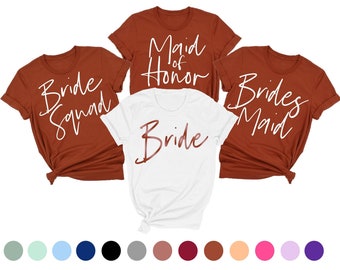 bridesmaid shirts, bachelorette party shirts, bridal party shirts, rust bridesmaid shirts, bridesmaid proposal shirts, bridesmaid gift