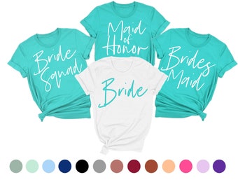 bridesmaid shirts, bachelorette party shirts, bridal party shirts, teal blue bridesmaid shirts, bridesmaid proposal shirts, bridesmaid gift