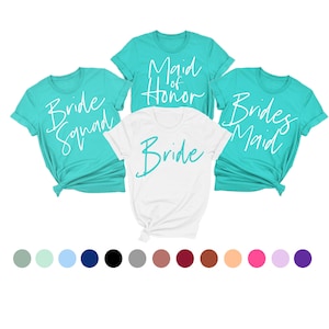 bridesmaid shirts, bachelorette party shirts, bridal party shirts, teal blue bridesmaid shirts, bridesmaid proposal shirts, bridesmaid gift