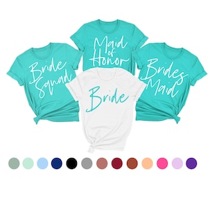 bridesmaid shirts, bachelorette party shirts, bridal party shirts, teal blue bridesmaid shirts, bridesmaid proposal shirts, bridesmaid gift