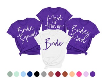 bridesmaid shirts, bachelorette party shirts, bridal party shirts, purple bridesmaid shirts, bridesmaid proposal shirts, bridesmaid gift