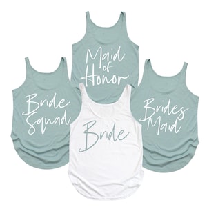 sage bridesmaid tank tops, sage bridesmaid pajamas, getting ready shirts, bachelorette party gift, bridal party shirts,