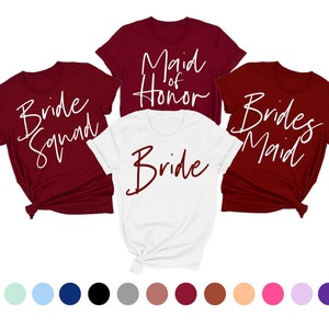 maroon bridesmaid shirts, bachelorette party shirts, bridal party shirts, maroon bridesmaid gift, bridesmaid proposal box, maroon wedding