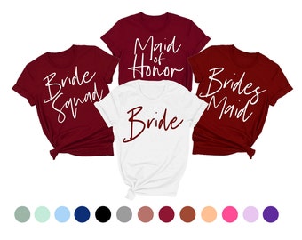 maroon bridesmaid shirts, bachelorette party shirts, bridal party shirts, maroon bridesmaid gift, bridesmaid proposal box, maroon wedding