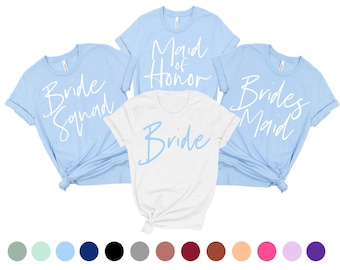 light blue bridesmaid shirts, baby blue bridal party shirt, wedding party shirt, bridesmaid proposal, maid of honor, blue bachelorette shirt