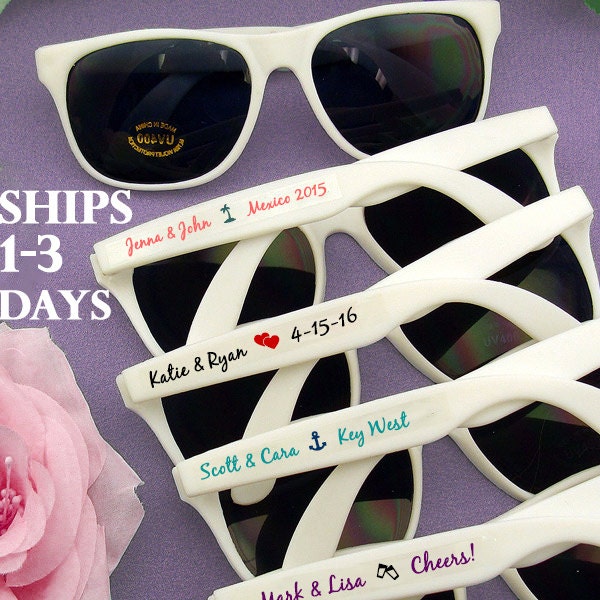 SET Wedding Sunglasses, Beach Wedding Favor, Personalized Sunglasses Wedding, Custom Sunglasses