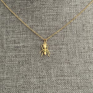 May include: A gold chain necklace with a small gold ant pendant.