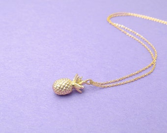 Sweet, 3D, Pineapple, Gold, Necklace, Cute, Minimal, Fruit, Jewelry, Birthday, Friendship, Mom, Sister, Christmas, New year, Gift, Jewelry