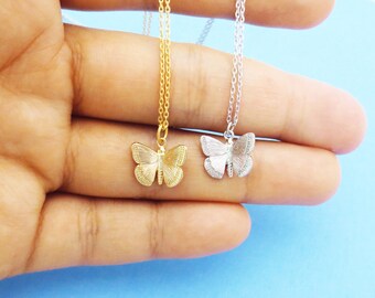 Butterfly necklace Gold necklace Silver necklace Pendant necklace 14K gold plated Silver necklace Mens gift Women gift