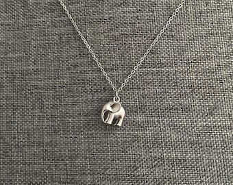 Cute Elephant Animal Necklace for Women and Girls, Small Elephant Jewelry for a Gift, Silver Elephant Necklace