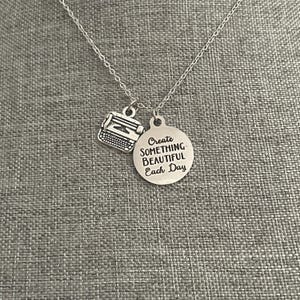 Writer Necklace, Typewriter Pendant Necklace, Creative Writing Necklace, Gift Necklace for Writer, Writer Jewelry for Women and Girls