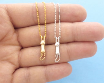 Lovely hanging cat Gold Silver necklace, Animal necklace, Stretching cat necklace, Gift for mom, Gift for women, Valentine's day gift