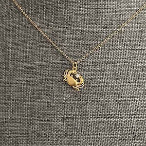 Small Gold and Silver Crab Necklace, Cancer Necklace, Dainty Necklace for Women, Cute Everyday Jewelry for Her