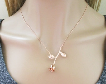 Shiny, Rose, Flower, Matte gold, Matte silver, Rose gold, Necklace, Birthday, Wedding, Friendship, Mom, Sister, Gift, Jewelry