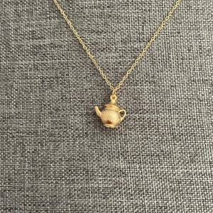 Collar de la hora del té, collar de tetera de oro y plata para mujeres y niñas amantes del té, joyería de tetera para regalo