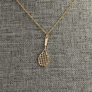 Tennis Racket Necklace for Tennis Player or Tennis Lover, Racquet Pendant Necklace, Hobby Tennis Racket Charm Necklace for Women