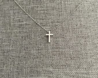 Minimalist Cross Necklace – Tiny Gold, Silver, Rose Gold Plated Pendant – Dainty Christian Necklace, Simple Everyday Faith Jewelry