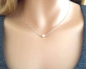 Minuscule, Perle, Or, Argent, Collier, Moderne, Perle, Collier, Anniversaire, Amitié, Maman, Soeur, Cadeau, Bijoux