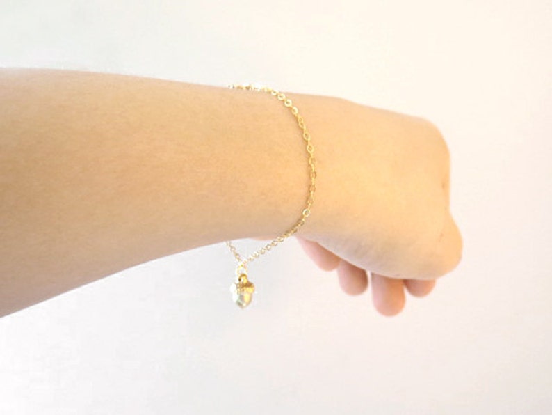 Gold bracelet Gift for sister Minimal dainty bracelet Gift for graduation Valentine/'s day gift Acorn bracelet
