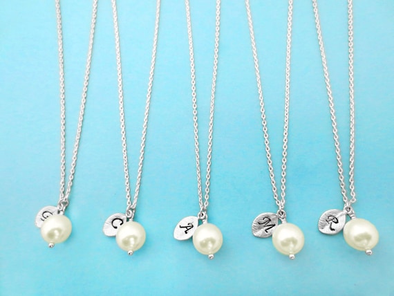 Initial Bridal Silver Personalized Set of 1-4 Gold Necklace Sets Wedding Jewelry Clear Gift Bridesmaid Letter Cubic