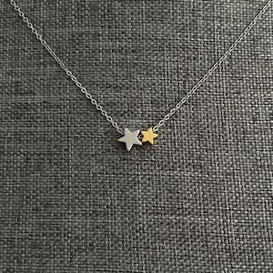 Tiny stars necklace, Gold and Silver Stars Necklace, Double Star Jewelry, Two Stars Necklace