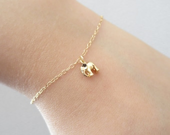 Baby, Elephant, Gold filled, Sterling silver, Chain, Bracelet, Birthday, Friendship, Sister, Gift, Jewelry