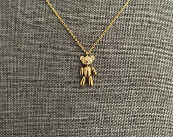 Gold Teddy Bear Necklace, Cute TeddyBear Pendant Necklace for Women and Girls, Bear Jewelry Gift for Her