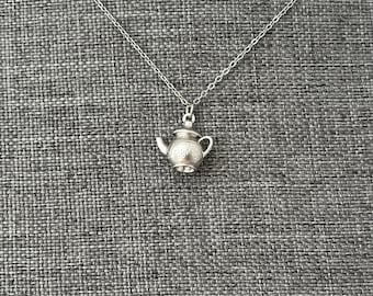 Tea Time Necklace, Gold and Silver Teapot Necklace for Tea Loving Women and Girls, Tea Pot Jewelry for a Gift