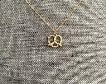 Gold and Silver Pretzel Necklace for Women and Girls, Pretzel Food Jewelry for a Gift for Her, Pretzel Charm Necklace