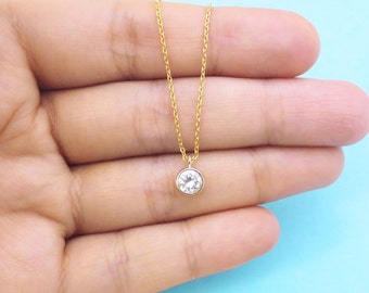 Simple, Dainty, Tiny, Sparkling, Cubic, Gold filled, Sterling silver, Necklace, Birthday, Friendship, Mom, Christmas, Gift, Jewelry