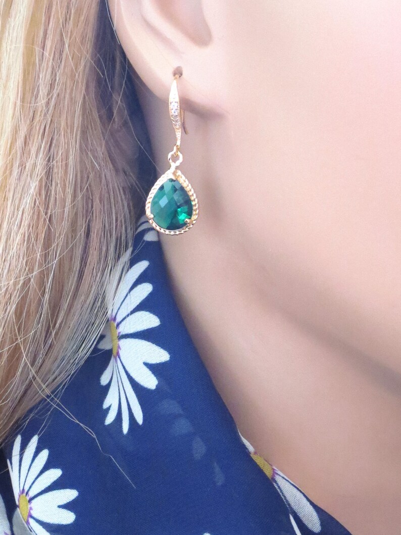 Bridal Sets Cubic Green Silver Wedding Gift Glass Emerald Set of 5-10 Pairs Bridesmaid Earrings Jewelry Hooks