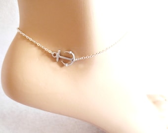 Marine, Anchor, Gold, Silver, Anklet, Modern, Minimal, Nautical, Anklet, Birthday, Friendship, Best friends, Sister, Gift, Jewelry