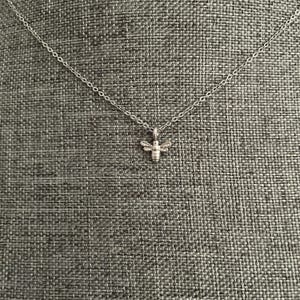 Small Bee Necklace, Tiny Bee Pendant Necklace for Women and Girls, Honeybee Jewelry for a Gift, Minimal Cute Necklace