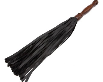 Sissoo Rosewood Long Handle Leather Flogger